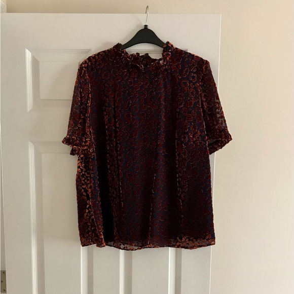 NWT Boden Leopard Print Ruffle Top, Size 16 - Picture 2 of 6
